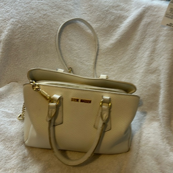 Steve Madden white purse, leather with long strap - Picture 1 of 12